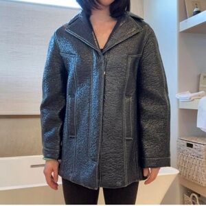 Ba&Sh Blue Volupia Coat - Navy Crinkle Shiny - Size 1 (small)